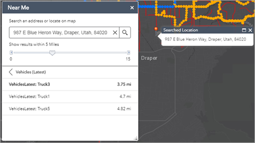 Features found within the buffer distance